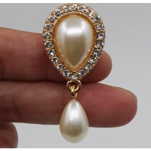 Fashion Water Drop 5pc 20*45mm pearl glass rhinestone button 2018 Wedding Wine glass decorate DIY Hair scrapbooking Accessories