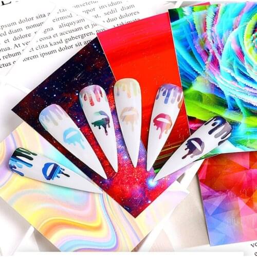 6pcs Flame Nail Sticker 3D Colorful Fire Sticker Nail Decals Slide Nail Art Decals Self-Adhesive Foil DIY Nail Art Decor Sticker