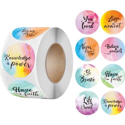 Watercolor Reward Sticker for Kids 100-500pcs Round Motivational Sticker for Teacher Supplies Encouragement Sticker for Children