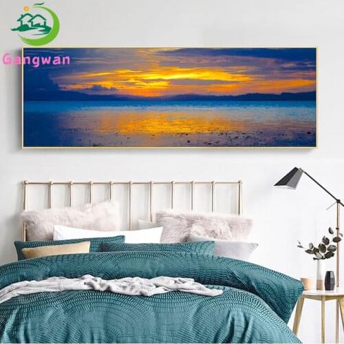 Beach Sunrise and Sunset Modern Seascape 5D Diamond Mosaic Full Round Diamond Painting Diamond Embroidery Sale large Wall Decor