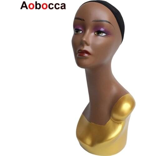 Aobocca 20-inch Female Mannequin Head with Full Makeup For Making Display Wig Hat Jewelry Manikin Head Female Dolls