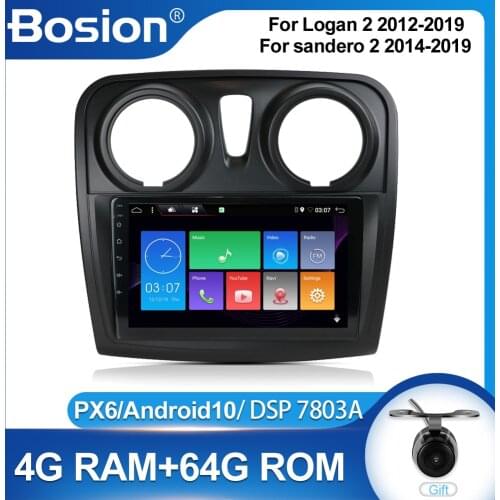 Bosion Android 10 Car Radio Multimedia Video Player For Dacia Logan 2 2012-2019 Sandero 2014-2019 GPS Navigation PX6 4G+64G DSP