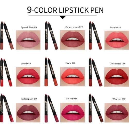 Moisturizing Matte Velvet Lipstick Matte Lip Gloss Pencil Waterproof & Long-lasting Lip Pen Gloss Liner Lip Beauty Makeup Tools