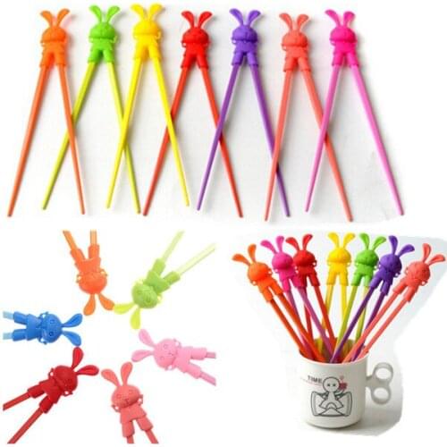 Free Shipping 100pairs Children Kid Beginner Easy Fun Learning Training Helper Bunny Rabbit Rubber Plastic Chopsticks