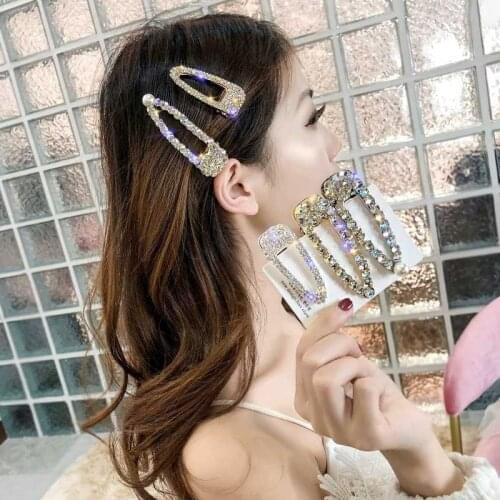 Shiny Luxury Full Crystal Pearl Hair Clip Gold Silver Hairpins For Women Fashion Waterdrop Hair Barrettes Grip Hair Accessories