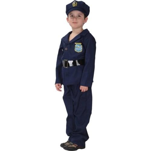 M-XL Navy blue Color Fantasia Movie Anime kids Policeman Cosplay Boys costume Disfraces Halloween Carnival Costume cosplay
