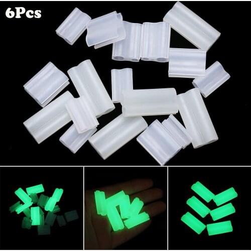 6Pcs Fluorescent Fishing Glow Stick Clip Fishing Rod Feeder Clip On Rod Tip Fishing Float Clip Holder Night Fishing Accessory