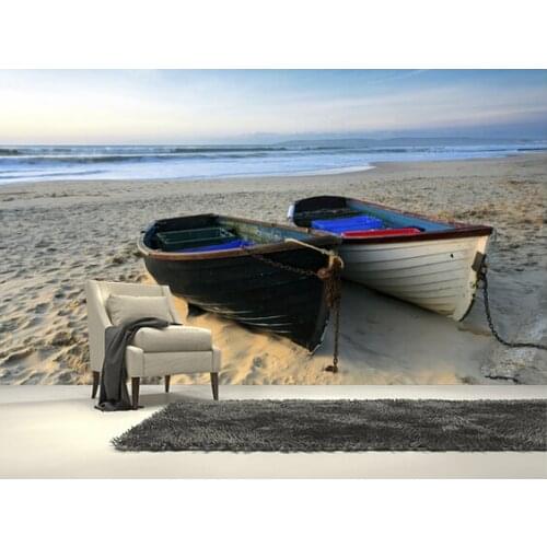 Custom landscape wallpaper,Fishing Boats on the Beach,3D photo mural for living room bedroom kitchen wall wall PVC wallpaper