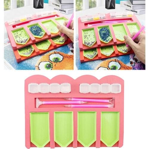 Diamond Painting Tools 5D DIY Diamond Painting Accessories Organizer Trays Plastic Tray Tweezers Pens Bead Storage Container