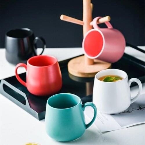 320ml Ceramic Coffee Mug Creative Matte Pure Color Coffe Mugs Tumbler Cup Milk Latte Porcelain Novelty Tumblers Cute pink Cups