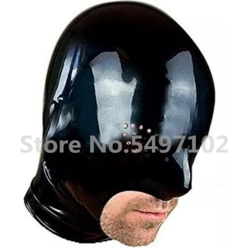 Natural Latex Mask Hood Mesh Eyes for Men Cosplay Costumes Fetish Cosplay Mask Back Zipper Club Wear