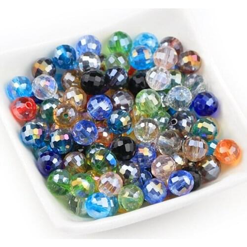 MKTREG 8mm Cosmic magic ball beads 50pcs Round Faceted crystals Glass Spacer Loose Beads for Jewelry Bracelet Making Accessories