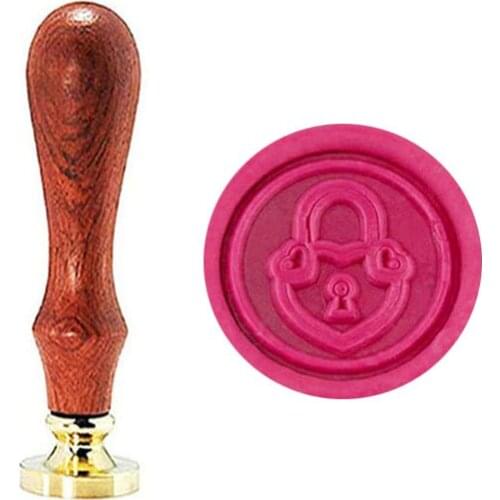 Vintage Heart Lock Custom Picture Logo Wedding Invitation Wax Seal Sealing Stamp Rosewood Handle Set Kit