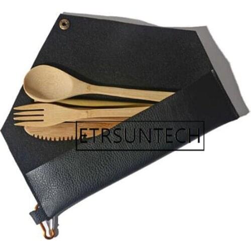 50sets Travel Cutlery Set Outdoor Bamboo Tableware Set Flatware Kitchen Utensils Knife Fork Spoon Sets for Picnic