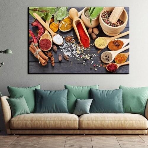 Kitchen Theme Wall Poster and Prints Various Seasonings Canvas Painting Posters and Prints Wall Art Picture Cuadros Decoration