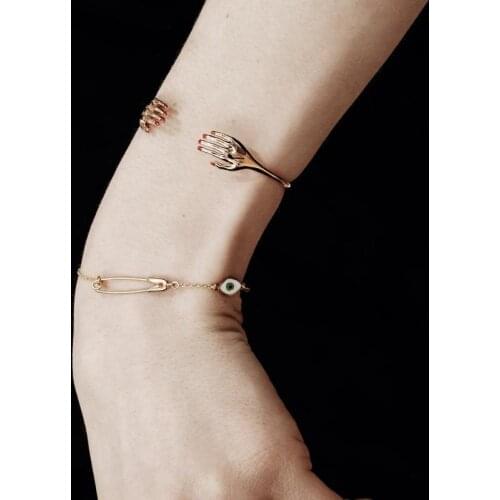 2021 New Arrived Simple Gold Color Open Cuff Bracelet For Women Adjustable Hand Hug Bracelet Femme Bijoux Jewelry Birthday Gift