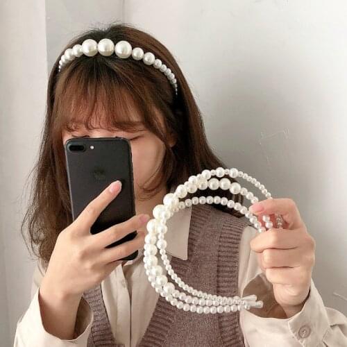 2021 Hairbands New Luxury Big Pearl Bezel Women Girls Bow Sunflower Female Hair Hoops Hair Accessories Fashion Jewelry Headband