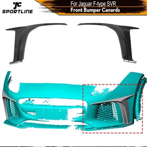 Front Bumper Fins Splitters Canards for Jaguar F-type SVR 2016 - 2019 Fog Lamp Covers Splitters Air Vents Trims Carbon Fiber FRP