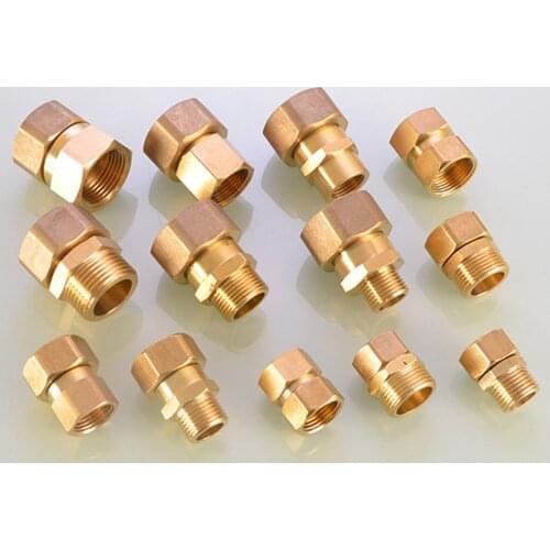 Movable joint 1/2" 3/4" BSP Female Male Hex Nipple Fitting Quick Adapter Brass Pipe Fitting Water Gas Oil DN15/20 Home Garden