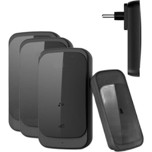 EU 1-3 RX option IP44 waterproof emitter 280-350meter ring Euro plug door bell ring touch panel doorbell wireless door chime