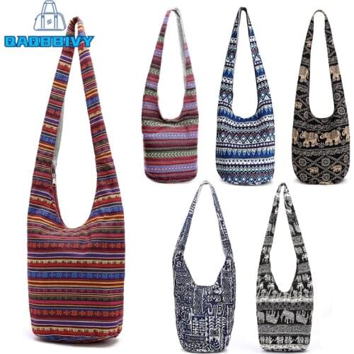 QAQBBIVY New 2021 Women Ethnic Style Hippie Bucket Bag Shoulder Bags Ladies Casual Shopping Tote Handbag Travel Bag