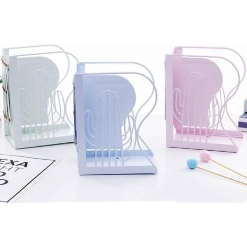 New Arrival Cactus Adjustable Metal Book Bookends Desk Organizer Storage Holder Bookshelf Home School Stationery