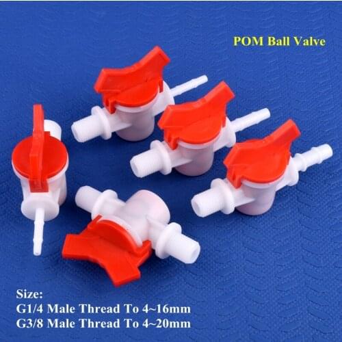 1~50pcs G1/4" G3/8" To 4~16mm POM Ball Valve Drip Irrigation System Hose Joint Aquarium Tank Air Pump Adapter Garden Water Valve