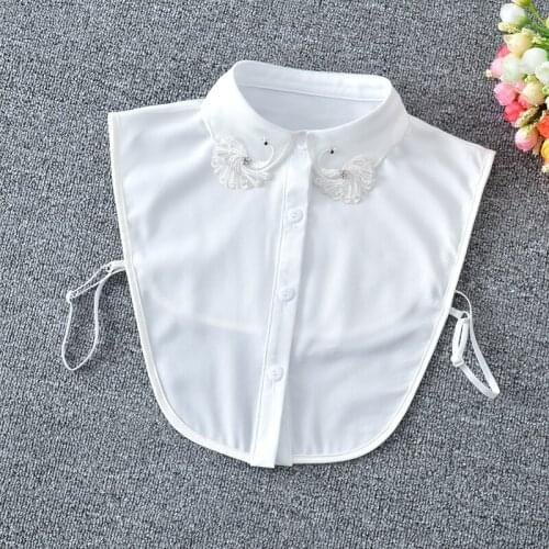 Chiffon Fake Collar Women White Lapel Shirt Blouse Detachable Collars for Sweater Autumn False Collar Clothing Accessories