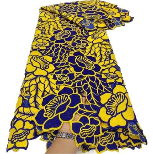 SJ Lace Latest Water Soluble African Guipure Cord Lace Fabric 2021 Milk Silk Lace Nigerian Lace Fabric For Wedding Dress y5-10