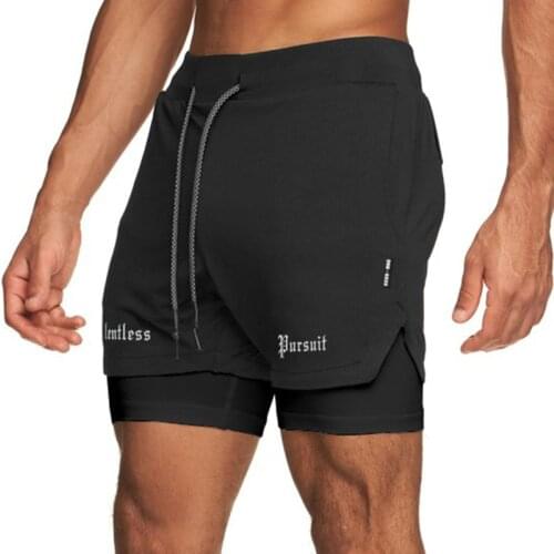 2 In 1 Sport Running Shorts Mens Gym Jogging Short Pants Swim Beach Exercise MMA Boxing Muay Thai Bodybuilding Workout Shorts