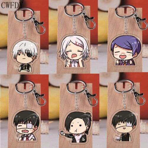 Tokyo Ghoul Keychain Kaneki Ken Cosplay Double Sided Key Chain Pendant Acrylic Anime Accessories Cartoon Key Ring For Men Women