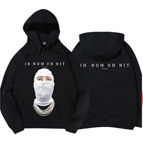 Autumn Winter IH NOM UH NIT Mask Hoodie Men Women High Quality Heavy Fabric Hip Hop Streetwear Hoodie Pullover