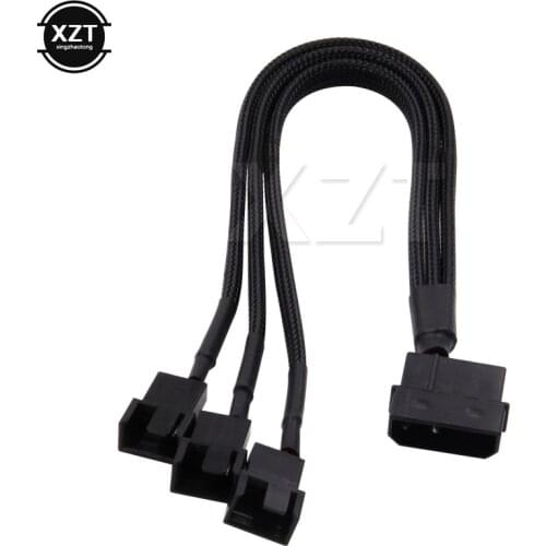 1pcs 4Pin IDE Molex 3 Port 3Pin/4Pin Cooler Fan Splitter Power cable Black 12V new 4Pin: 2pin Male