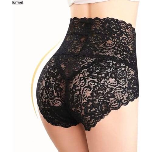 High Waist Underwear Women Plus Size Lace Panties Seamless Large Size Abdomen Transparent Briefs M-3XL