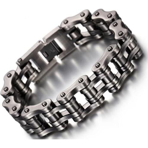High Quality Vintage Stainless Steel Motorcycle chain Link Bracelet Bangle for Mens Jewelry 16mm 9 inch heavy