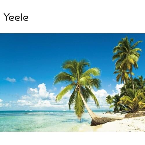 Yeele Photocall Summer Backdrop Room Decor Seaside Palm Tree Vinyl Background Birthday Photos For Photography Studio Shoot Props