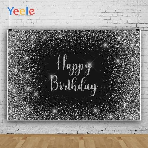 Yeele Happy Birthday White Spots Babys Gift Black Board Background Photophone Photography Backdrops for Decor Customized Size