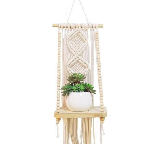 Plant Hanging Pots Hand Weaving Macrame Plant Hanger Flower Hanger Wall Decoration Countyard Hanging Basket Home Garden Supplies