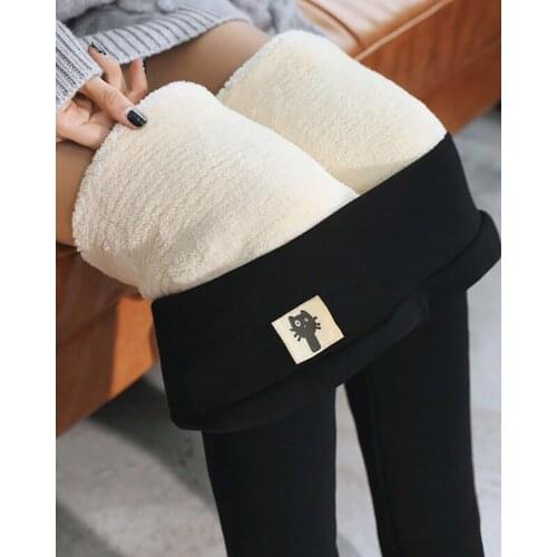 2020 Women Fashion Elegant Thick Warm Solid Black High Waist Winter Lined Pants Leggings Elastic Soft Casual XXXL Plus Size