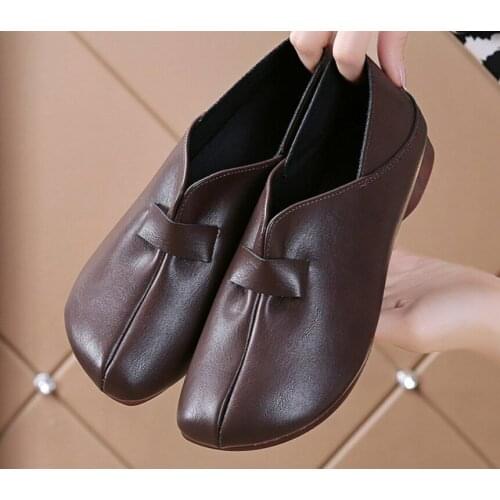New Soft Deep Mouth Comfortable Flat Shoes Women Pu Shoes Large Size Flat Shoes Fashion Casual Shoes
