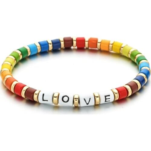 ZMZY Love Boho Color Beach Summer Rainbow Bracelet Bohemia DIY Beads Bracelets for Women Handmade Bracelet Friendship Gifts