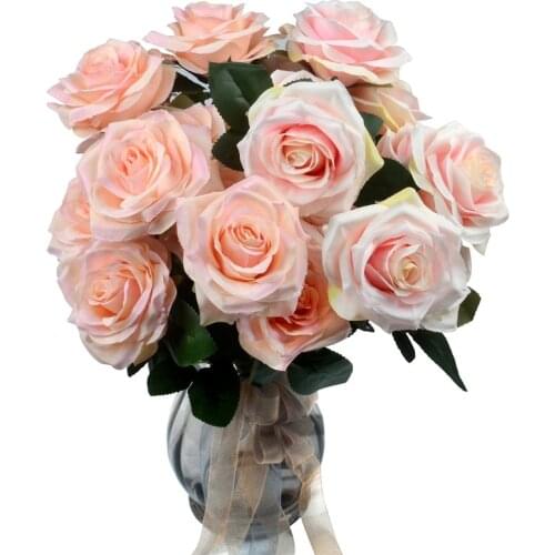 10 Heads Rose Artificial Flower French Silk Rose Flower Bouquet for Wedding Home Party Decoration Fake Flower Fall Decoration