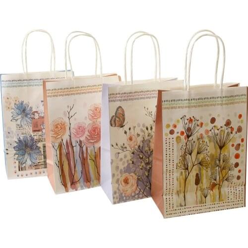 10Pcs Countryside Style Flower Cake Paper Bag Chocolate Box for Cookie Package bags with handles children gift bags 25*18*10cm