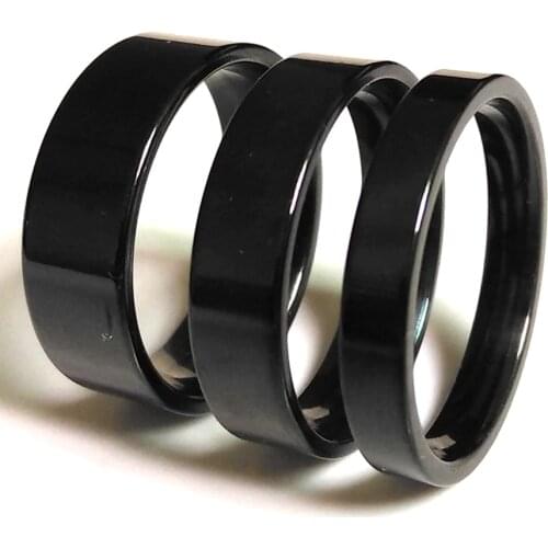 100pcs Wholesale Mix lot 4MM 6MM 8MM Black Plain Flat Band Comfort-fit 316L Stainless Steel Ring Unisex New Jewelry Hot Sale