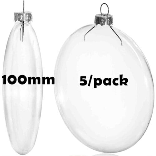 Promotion - 5/Pack, DIY Paintable Christmas Decoration Ball 100mm Glass Disc Oval Ornament