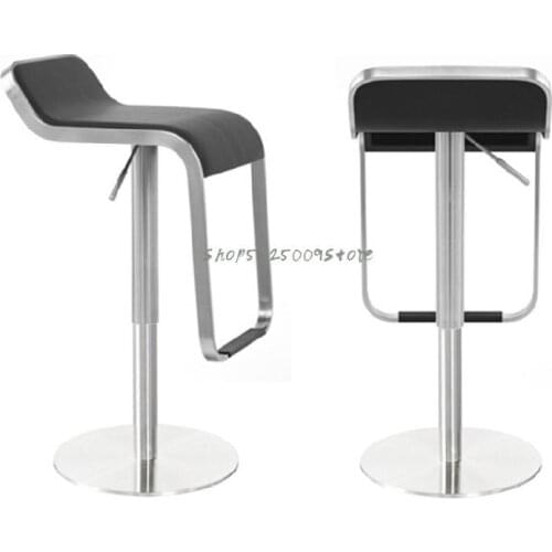 Brushed stainless steel S-shaped bar chair mobile phone shop front desk cashier hospitality high chair disc rotating and lifting