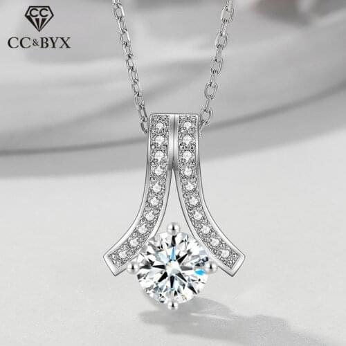 CC Solid 925 Silver Necklaces Pendants For Women 6mm 0.8ct Cubic Zirconia Horoscope Lucky Symbol Simple Jewelry No Chain CCN269