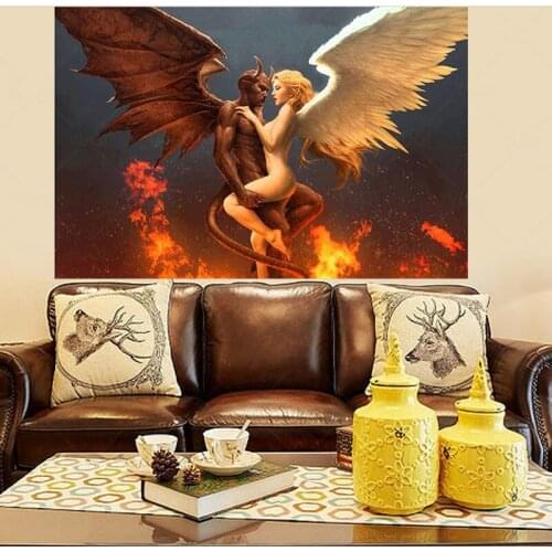Devil VS Angel Decorative Paintings Modern Wall Art Flame and ice Demons and Angels Wall Art Canvas Home Decor