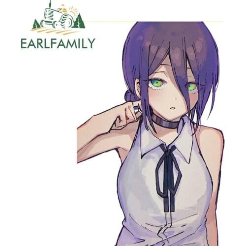 EARLFAMILY 13cm x 8.7cm for Chainsaw Man Car Sticker JDM Vinyl Car Wrap Decal Scratch-Proof Waterproof Sunscreen Decoration