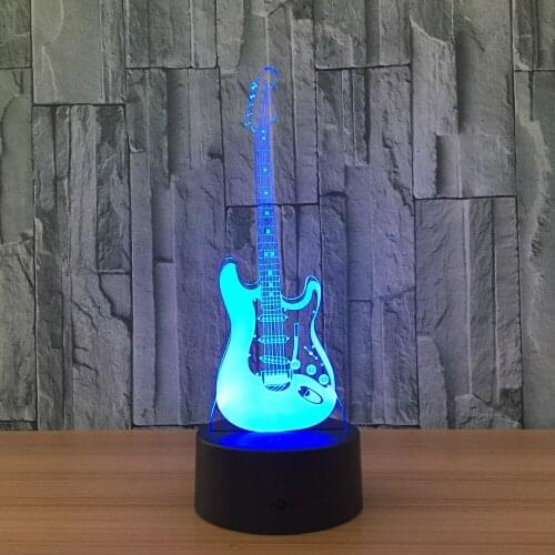 Electric Guitar Model 3d Illusion Lamp LED 7 Color Changing USB Touch Sensor Desk Table Lamp Children Nightlight Bedroom Light
